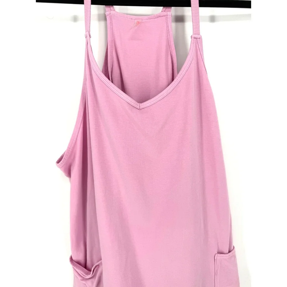 Free People Movement Hot Shot Mini Dress L Pink Activewear Sleeveless Pockets